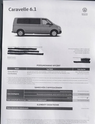 Volkswagen Caravelle cena 269370 przebieg: 1000, rok produkcji 2023 z Szczecin małe 191